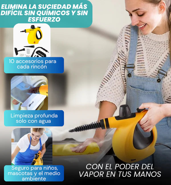 Limpieza profunda y sin químicos en solo minutos, con la potencia del vapor.