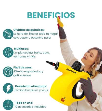 Limpieza profunda y sin químicos en solo minutos, con la potencia del vapor.